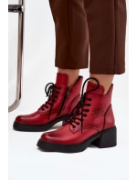 Dámské kožené kotníkové boty na klínku s vyhříváním Vinceza 39950 červené
