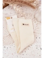 Teplé Vlněné Dámské Ponožky S Vyšívkou Ecru Teplé Vlněné Dámské Ponožky S Vyšívkou Ecru