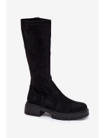 Dámské kozačky z eko semiše černé Oceana