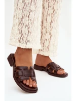 Dámské pantofle na ploché podrážce čokoládové Lorania