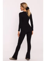 M816 Žebrované legíny s dělenou nohavicí - černé M816 Žebrované legíny s dělenou nohavicí - černé