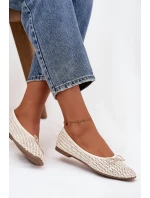 Dámské baleríny s pletením a mašlí Belirra – ecru Dámské baleríny s pletením a mašlí Belirra – ecru