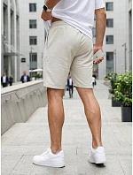 Pánské teplákové kraťasy se stahovací šňůrkou, světle béžové, FashionStreet SX2622 Pánské teplákové kraťasy se stahovací šňůrkou, světle béžové, FashionStreet SX2622