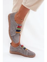 Kožené semišové dámské polobotky Vinceza 95377 Šedé