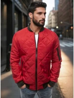 Pánská prošívaná bunda bomber červená TX2210