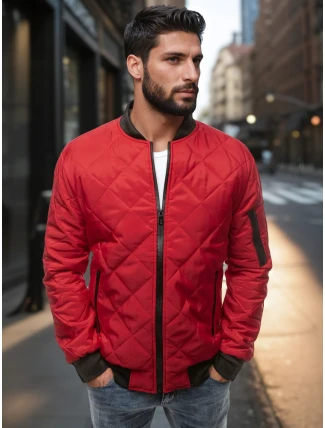 Pánská prošívaná bunda bomber červená TX2210