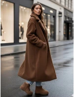 Dámský zimní kabát teddy s kožešinou dlouhý camel FashionStreet NY0759z