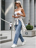 Dámské pytlovité modré džíny s páskem FashionStreet UY2945