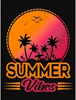Pánské bavlněné tričko s potiskem Summer Vibes černé FashionStreet NX047R Pánské bavlněné tričko s potiskem Summer Vibes černé FashionStreet NX047R