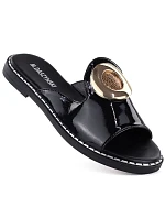 Dámské černé lakované žabky s ozdobou M.Daszynski MR2266-5