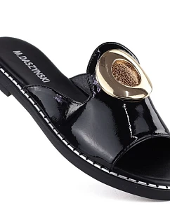 Dámské černé lakované žabky s ozdobou M.Daszynski MR2266-5