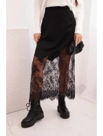 Dámská viskózová sukně s krajkou černá Dámská viskózová sukně s krajkou černá