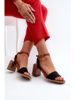 Dámské sandály na podpatku z ekologického semiše černé Ronvia