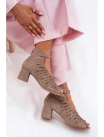 Dámské Semišové Boty Na Podpatku Maciejka Tmavě Béžové 06893-10