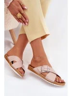 Kožené dámské pantofle s přezkou růžové Inblu VO0004GU