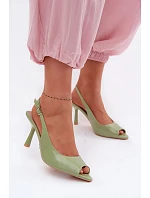 Dámské sandály na podpatku Zelené Sevina