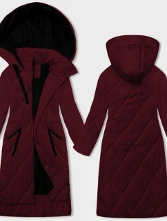 Dlouhá dámská zimní bunda ve vínové bordó barvě (5M3168-1)
