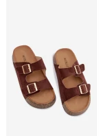 Dámské pantofle na korkové platformě se zlatými sponami Tovessa