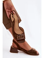 Elegantní sandály z přírodního semiše na podpatku D&A CE61-3127 Hnědé Elegantní sandály z přírodního semiše na podpatku D&A CE61-3127 Hnědé