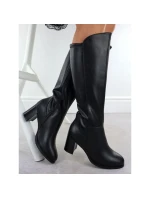 Dámské černé kožené kozačky na podpatku Sergio Leone KZ25224-S