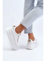 Dámské kožené tenisky na platformě CheBello 4367 bílé