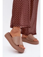 Dámské pantofle na platformě tmavě béžové Tanelisse