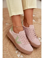 Dámské tenisky z přírodního semiše na platformě Vinceza 79597 růžové