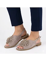 Dámské ploché sandály s flitry khaki Potocki 43349