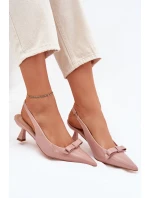 Lakované Sandály Na Jehlovém Podpatku S Mašlí Nude Naylna Lakované Sandály Na Jehlovém Podpatku S Mašlí Nude Naylna