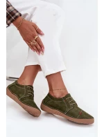 Dámské kožené polobotky s prošitím Artiker – zelené