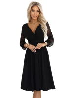 Elegantní midi šaty 657-1 černé - Numoco