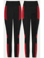 Černo-červené sportovní legíny se vsadkami podél nohavic (Y6841) Černo-červené sportovní legíny se vsadkami podél nohavic (Y6841)