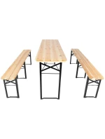PIKNIKOVÝ BAROVÝ SET DŘEVĚNÝ STŮL A 2 LAVICE