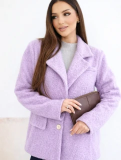Dámská bunda z měkké beránkové s límcem jasno fialová