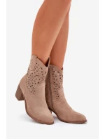 Dámské Prodyšné Kotníkové Boty Na Podpatku Béžové S.Barski HY51-125