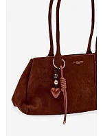 Eko semišová kabelka s přívěskem Camel Nelina