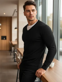 Pánský černý svetr FashionStreet WX1883