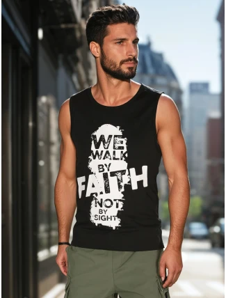 Pánské tričko bez rukávů černé FashionStreet RX5657 Pánské tričko bez rukávů černé FashionStreet RX5657