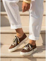 Dámské tenisky s ozdobnými korálky cappuccino FashionStreet ZY1404