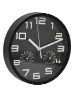 NÁSTĚNNÉ HODINY 25CM S TEPLOMĚREM ČERNÉ