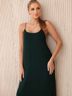 Dlouhé šaty bez ramínek tmavě zelená