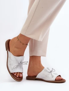 Kožené dámské žabky Zazoo 2659/005 stříbrné