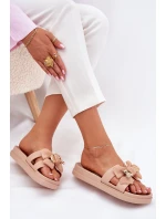 Dámské Pantofle S Mašlí A Zlatou Broží Černé Lynara Dámské Pantofle S Mašlí A Zlatou Broží Černé Lynara