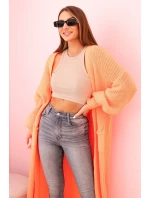 Dlouhý svetr kardigan neonově oranžový Dlouhý svetr kardigan neonově oranžový