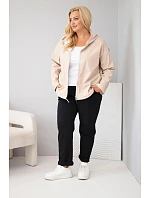 Dámská bunda Plus Size s kapucí a nastavitelným spodkem béžová