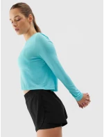 Dámské sportovní rychleschnoucí tričko s dlouhými rukávy loose 4F - modré