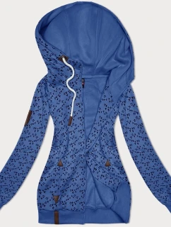 Světle modrá sportovní mikina s kapucí a se vzorem vlaštovek (2309)