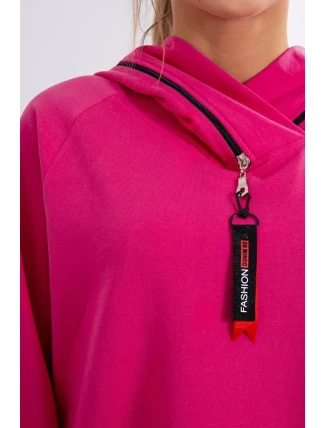 Tunika na zip s kapucí Oversize fuchsiová Tunika na zip s kapucí Oversize fuchsiová