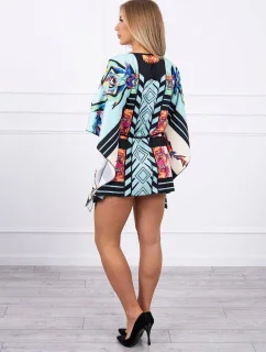 Netopýří šaty s vázáním v pase v mátové barvě