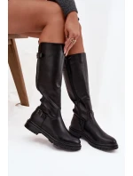 Izolované dámské kozačky na nízkém podpatku s přezkami Černé Sorelle Izolované dámské kozačky na nízkém podpatku s přezkami Černé Sorelle